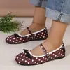 Comércio exterior transfronteiriço plus size outono 2026 sapatos Mary Jane de bolinhas para mulheres, novas sapatilhas femininas estilo francês para ballet antiderrapantes