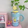 Taza de café con forma de bola de cereza y hielo para niñas, taza de café de alto valor de color, taza de acompañamiento con pajita, taza de té con leche fría con aislamiento 316