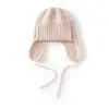 Nova coleção outono/inverno 2026: gorro de tricô de cashmere, à prova de vento, grosso, cor sólida, com abas para as orelhas, unissex
