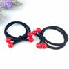 Estilo coreano elástico corda de cabelo 4 contas vermelhas cabeça corda dupla vertente atado alta elástica tie elástico cabelo banda de Yiwu jóias