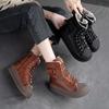Shanghai Jiejie Inverno Novas Botas de Algodão Quente Biqueira Redonda Sola Grossa Botas Curtas Femininas com Couro de Vaca Design Simples Sapatos Femininos