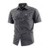 Camisa de Trabajo de Verano de Manga Corta para Hombre JEEP SPIRIT con Cuello de Solapa, Secado Rápido, Transpirable, Casual, Camisa de Color Sólido