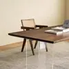 Mesa de Comedor Moderna Estilo Nórdico Escritorio Colgante Acrílico Mesa de Té Color Nogal Madera Maciza Mesa de Computadora para Oficina en Casa