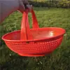 Cesta Tejida de Ratán de Imitación de Plástico Cesta de Mano de Ratán Cesta de Compras para Verduras del Hogar Bolsa de Compras para Recoger Frutas y Verduras Azul