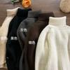 Suéter de gola alta para meninos e meninas cor sólida estilo estrangeiro moderno outono e inverno roupas de bebê quente versátil peça única veludo camisa base top