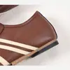 Zapatos de Entrenamiento Alemanes Clásicos de Cuero Genuino para Primavera y Verano, Nuevos Retro de Suela Plana de Moda con Rayas Aumentadores de Altura Zapatos de Entrenamiento Alemanes Wfsy60053