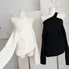 Lindo de Morrer, Gola Halter, Design Ombro a Ombro, Suéter Soltinho com Vibe Relaxada, Top de Malha Canelada para Usar por Cima, Novo para o Outono