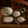 Conjunto de tigela e prato cerâmico rústico para uma pessoa, atacado de louças cerâmicas para uso doméstico, tigelas de arroz, pratos e travessas estilo vintage para restaurantes, em estoque