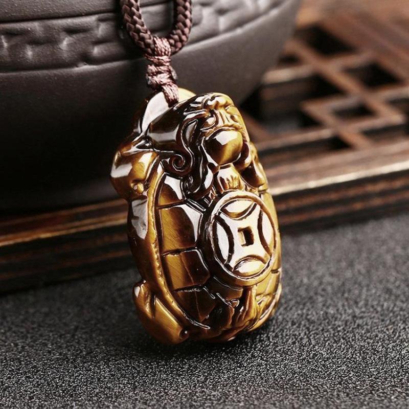 智贝详情图_12厂家金黄色虎眼石如意钱袋子吊坠男女款玉石知足