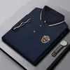 2026 Verão Negócios Novo Masculino Manga Curta Camisa Polo Masculina Gola Casual Cor Sólida Moda Bordado Algodão Imitação T