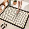 Tapete de Chão de Terra de Diatomáceas Estilo Retro Americano para Banheiro, Absorvente de Água e Resistente à Sujeira, Tapete Espessado para Entrada e Cozinha, Tapete Antiderrapante, Tapete de Entrada de Terra de Diatomáceas