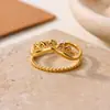 Anillo Cruzado de Acero Inoxidable Chapado en Oro de 18 Quilates, Estilo Nuevo Europeo y Americano, para Mujer, Versátil para el Uso Diario, Joyería de Anillo Abierto Simple y a la Moda