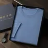 Suéter de Cachemir para Hombre de Manga Corta Cuello Redondo 100% Cachemir Otoño e Invierno Nuevo 68 Hilo Peinado Delgado Tejido de Punto Camiseta de Manga Corta