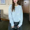 Cardigan de renda com laço, estilo coreano, novo para outono e inverno, suéter de tricô doce, macio, suave, jovial e casual para mulheres