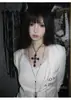 Collar Cruzado de Doble Capa Dulce y Genial de Subcultura, Cadena Larga para Clavícula Estilo Gótico Oscuro, Gargantilla Punk para Chica Popular