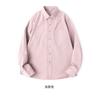 Algodón Puro Lavado, Sin Bolsillo, Manga Larga, Camisa Lisa de Color Sólido para Mujer, Cárdigan Holgado Liso, Top con Cuello de Solapa, En Stock al por Mayor