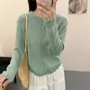 Cárdigan de Mohair Calado Estilo Coreano para Mujer, Nueva Colección Primavera 2026, Abrigo Suéter de Cuello Redondo, Top Suave y Adelgazante