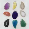 Fábrica de Huizhou iluminación colgante de cadena de suéter rodaja de piedra cruda posavasos de ágata borde dorado carillón de viento pieza de paisaje pieza de ágata