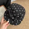 Boina de Lunares con Lazo para Mujer, Sombrero de Verano Estilo Coreano, Sombrero de Pico Adelgazante, Versátil, Boina de Periódico, Boina de Pintor
