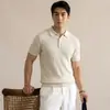 Camisa Polo Masculina Texturizada em Tricô Trançado com Mistura de Linho e Liocel, Novo Estilo Verão 2026, Gola Polo Manga Curta