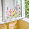 Brup Adesivo Estático Floral Fresco de Vidro Pintura em Aquarela Flor Gesang Lavanda Adesivo Decorativo para Janela Br-Jd2139C