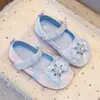 Sapatos de Princesa com Strass para Meninas Outono Novo Estilo Sapatos de Cristal com Laço Mary Janes Sapatos Pequenos de Couro para Crianças Sola Macia Sapatos de Performance