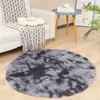 Alfombra Redonda de Seda y Lana Tie-Dye para Hogar Transfronteriza, Pad para Pies de Mesa de Café Redonda en Sala de Estar, Alfombra de Pelo Largo para Mesita de Noche de Estudio, En Stock