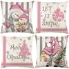 Funda de almohada navideña más vendida transfronteriza con estampado festivo de Papá Noel, funda de almohada para decoración del hogar, venta al por mayor directa del fabricante