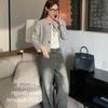 Nuevo Top Retro de Cuello Redondo de Botones Sencillos Primavera y Otoño 2025 Rayado Elegante Holgado Estilo Chanel Chaqueta de Moda de Alta Gama
