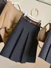 Falda Plisada de Cintura Alta Estilo Academia Coreana para Mujer Otoño Nueva Llegada Adelgazante Versátil Moda Commute Falda de Lana Línea A