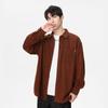 Camisa de Manga Larga de Pana para Hombre Otoño Moda Americana Suelta Casual de Alta Gama Solapa Color Sólido Chaqueta Camisera