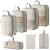 Set de 10 Bolsas de Almacenamiento de Viaje de Compresión Cuidadosamente Seleccionadas, Bolsa de Almacenamiento de Malla con Cordón para Empacar por Separado, Bolsa Organizadora para Equipaje, Maquillaje y Artículos de Tocador