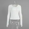 Camiseta Básica Modeladora Slim de Cor Sólida Estilo Retrô Americano Transfronteiriça para Mulheres 2026 Novo Design com Meio Botão e Manga Longa
