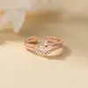 Anillo de Plata de Ley S925 Estilo Coreano Flor de Cuatro Hojas Fila de Diamantes Doble Capa Hueco Joyería de Mano Simple Flor R00542