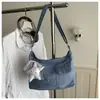 Comércio exterior estilo coreano casual transfronteiriço 2026 novo design jeans grande capacidade para o dia a dia bolsa de ombro transversal