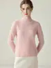 Novo Suéter 100% Caxemira Pura Outono/Inverno para Mulheres, Gola Alta Meia, Manga Longa, Modelagem Justa, Suéter de Tricô
