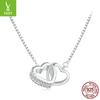 Fabricantes transfronterizos suministran collar de doble anillo de plata esterlina 925 con forma de corazón, joyería de cadena para clavícula clásica de moda simple para mujer