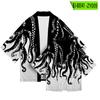 Promoção Quente de Verão Estampa de Polvo Lula Manga Curta Roupão Taoísta Camisa Japonesa Kimono Fino Cardigã Tendência