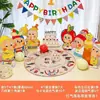 Decoración de Escenario para Celebración del Primer Cumpleaños y los Cien Días de Bebé Temática del Bosque, Accesorios y Suministros, Ambiente, Tablero Kt, Globos, Fondo de Pared para Fotos, Gato