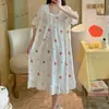 Bata de Noche para Mujer, Algodón Nube de Manga Corta de Verano, Dulce y Femenina, Nuevo Vestido Bata de Noche Fino de Verano 2026