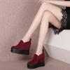 Botines Cortos de Nuevo Estilo Primavera con Aumento Interno de Altura de 12 cm, Cuña de Tacón Alto, Zapatos Casuales Versátiles de Estilo Coreano con Suela Gruesa para Mujer