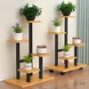 Estante para Flores de Hierro Forjado de Múltiples Niveles Estilo Nórdico con Ruedas, Soporte Móvil para Macetas de Piso para Sala de Estar, Estante para Almacenamiento de Flores en Balcón
