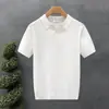 Camisa polo de punto con cuello en V y manga corta para hombre, cuello de gaviota, camiseta de negocios a rayas, camisa de negocios de talla grande moderna con cuello de gaviota
