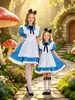 Disfraz de Halloween Alice Cosplay Atuendo de Sirvienta Disfraz de Actuación Madre e Hija Padre e Hijo Vestido Estilo Pradera Pastoral Granja