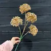 Flores de Nochevieja, Flores Artificiales Doradas, Eucalipto Dorado, Hortensia, Abanico Dorado, Hojas de Ginkgo, Cubo de la Fortuna, Arreglo Floral, Hojas, Flores de Plástico