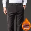 Calça masculina de veludo cotelê, novo estilo outono e inverno, forrada com fleece e espessa, calça casual de corte reto para homens, calça de inverno para pais