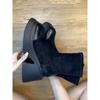 Botines Cortos Elásticos de Tacón Grueso y Suela Gruesa Estilo Coreano para Mujer Retro Estación Europea Combinables Altura Pequeña Aumentan Altura Botines Ajustados Ins