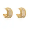 Aogu Moda Transfronteriza Europea y Americana Lujo Accesible Chapado en Cobre Oro de 18 Quilates Circonita Geométricos Pendientes para Mujer Nicho de Gama Alta Versátiles Pendientes