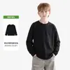 Camiseta de manga larga de algodón puro estilo coreano, unisex, adecuada para otoño e invierno, con diseño de hombro normal, cuello redondo, tejido transpirable, suave con la piel, suave y versátil como capa base