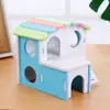 Limpeza de Superávit de Comércio ExteriorNinho Casa Villa Urso Dourado Hamster Casa com Varanda Colorida Acessórios para Gaiola de Hamster